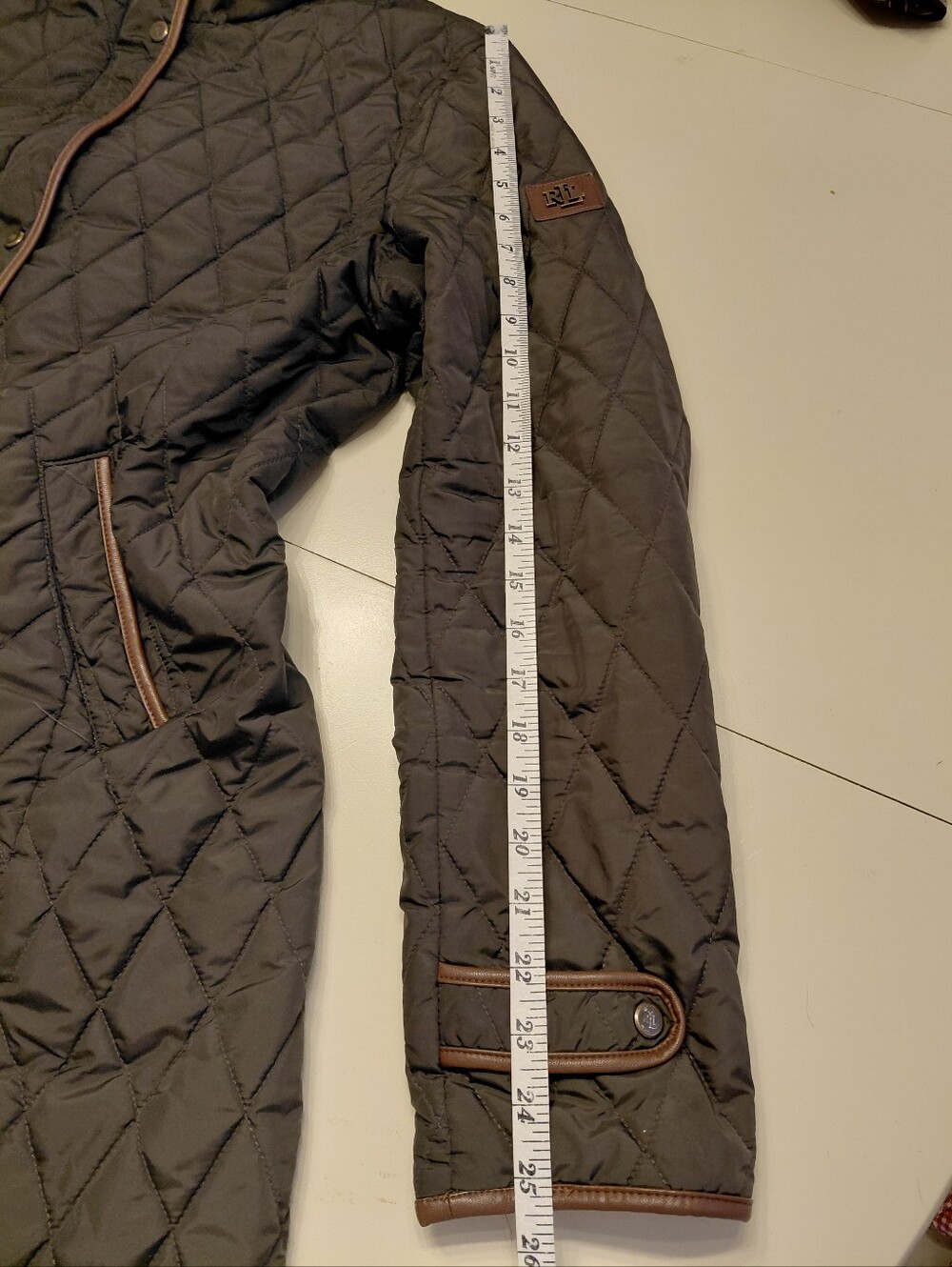 Lauren Ralph Lauren Olive Quilted Barn Coat Field Jacket Women XL - Picture 15 of 15